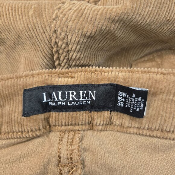 Ralph Lauren Womens Corduroy Mid-Rise Straight Leg Pants Brown Camel NWT - Picture 9 of 11